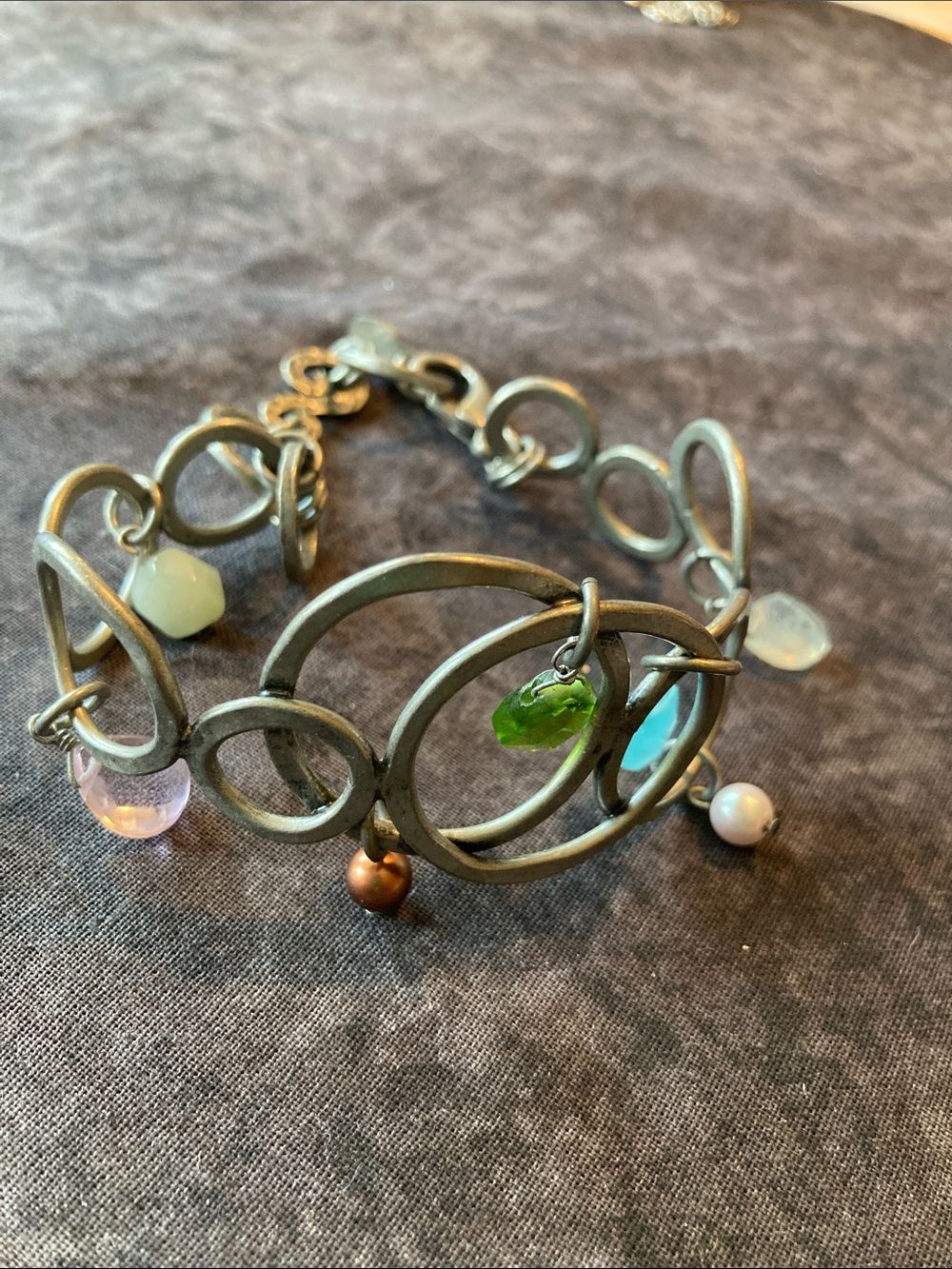 Handmade Boho Multicolor Charm Bracelet with Secure Closure